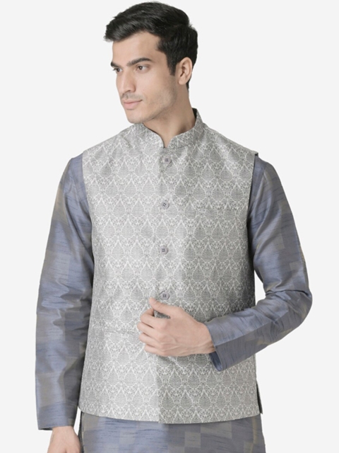 

TABARD Men Grey Printed Woven Nehru Jacket