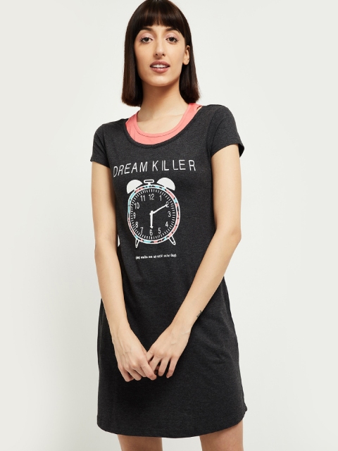 

max Grey & Off-White Printed Nightdress