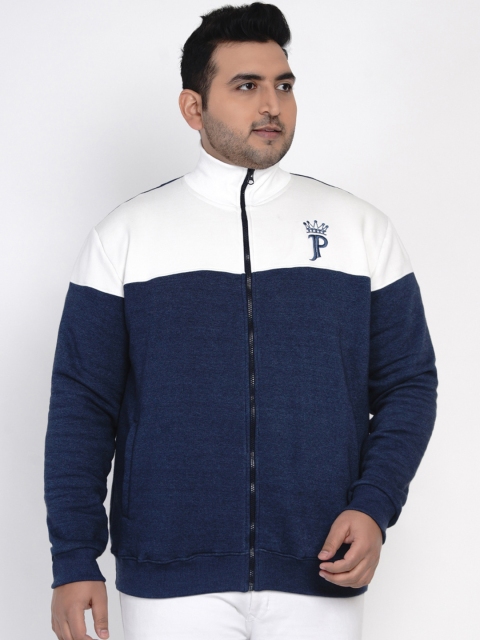 

John Pride Men Blue & Off-White Colourblocked Sweatshirt