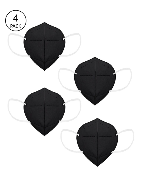 

OOMPH Unisex Pack of 4 Black Solid 5-Ply Reusable N95 Masks
