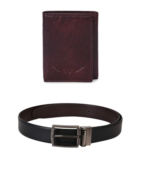 

CHRISTOPOLO Men Leather Wallet & Reversible Belt Accessory Gift Set, Black