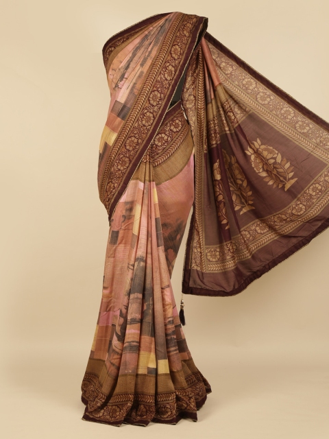 

Pothys Multicoloured Printed Jute Silk Saree, Multi