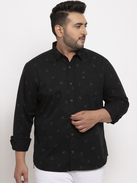 

plusS Men Black Regular Fit Printed Casual Shirt