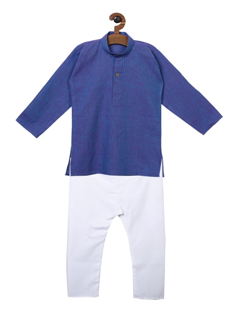 

Ridokidz Boys Blue & White Solid Kurta with Pyjamas