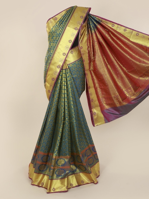 

Pothys Blue Pure Silk Woven Design Kanjeevaram Saree