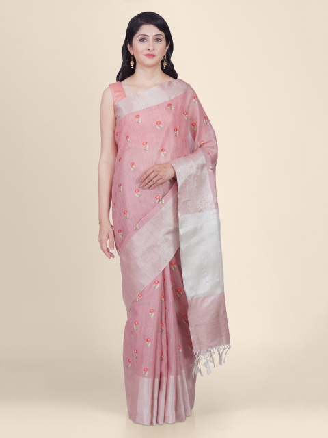 

Kasat Pink Pure Linen Woven Design Kota Handloom Saree with Jhalar Pallu