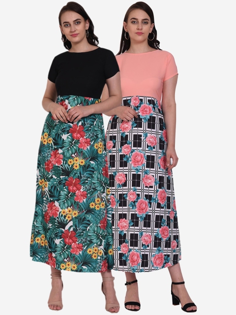 

Florence Women Pack of 2 Multicoloured Printed Maxi Dresses, Multi