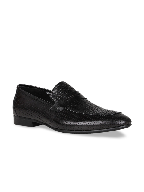 

Regal Men Black Solid Leather Formal Loafers