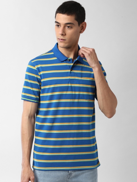 

Peter England Casuals Men Blue Striped Polo Collar T-shirt