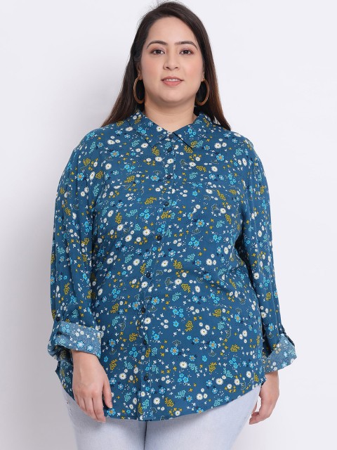 

Oxolloxo Women Blue & Blue Regular Fit Printed Casual Shirt