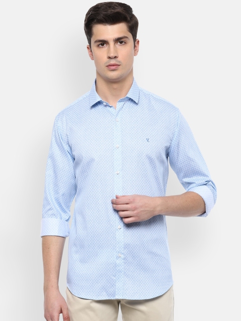 

V Dot Men Blue Slim Fit Printed Casual Shirt
