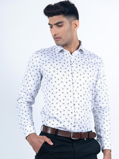 

Tistabene Men White Regular Fit Printed Casual Shirt