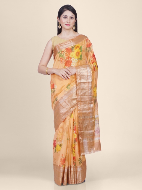 

Kasat Peach-Coloured Silk Blend Printed Banarasi Saree