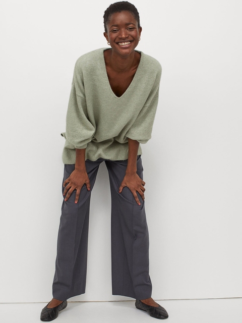 

H&M Women Green Solid Sustainable Jumper
