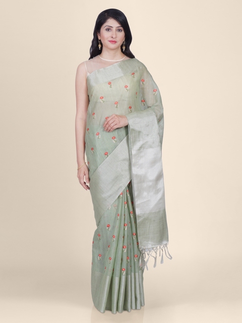 

Kasat Green Pure Linen Woven Design Kota Saree