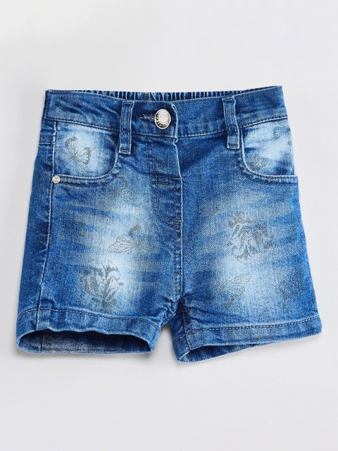 

max Girls Blue Washed Regular Fit Denim Shorts