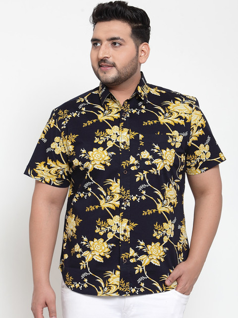 

plusS Men Black Regular Fit Printed Casual Shirt