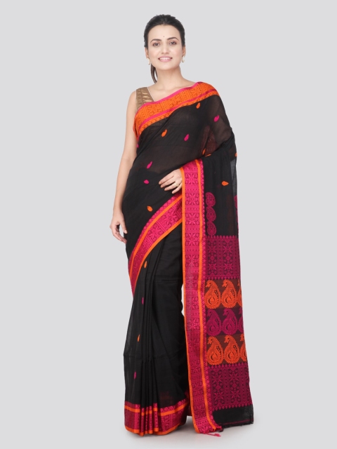 

PinkLoom Black & Pink Pure Cotton Woven Design Handloom Saree
