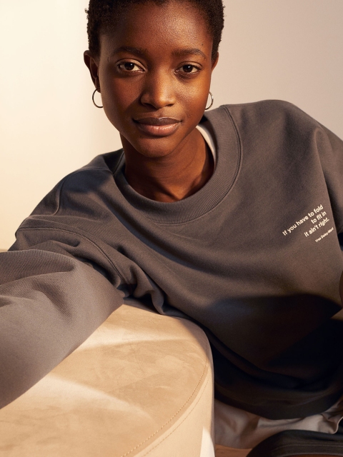 

H&M Women Grey Printed Sustainable Sweatshirt