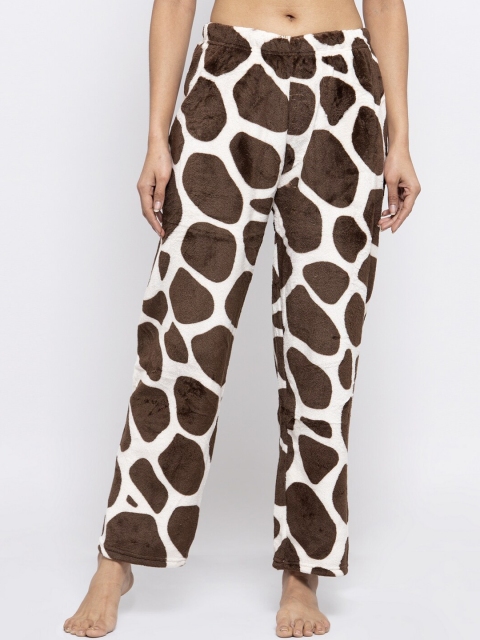 

NEUDIS Women Brown & White Printed Fleece Lounge Pants