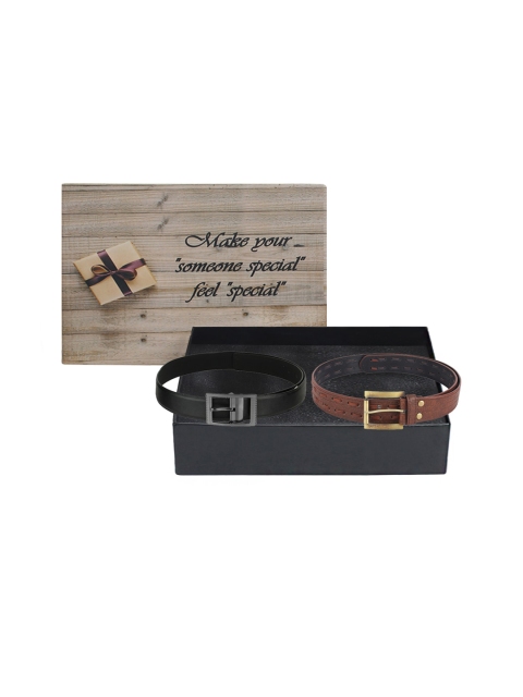 

LONDON FASHION hob Men Pack of 2 Belts, Black