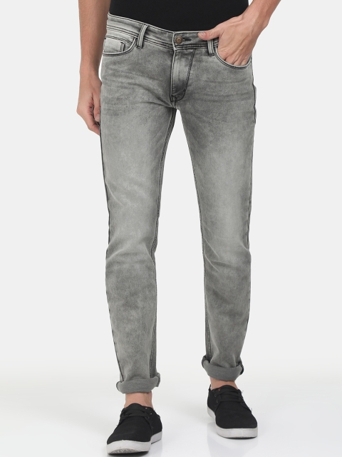 

VUDU Men Grey Tapered Fit Mid-Rise Clean Look Stretchable Jeans
