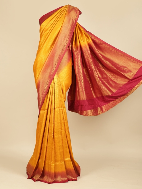 

Pothys Yellow & Red Jute Silk Woven Design Saree