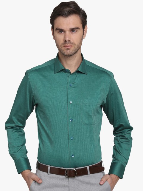 

METAL Men Green Slim Fit Solid 100% Cotton Formal Shirt