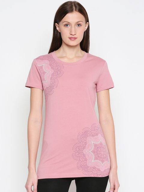 

XIN Women Pink Printed Round Neck T-shirt