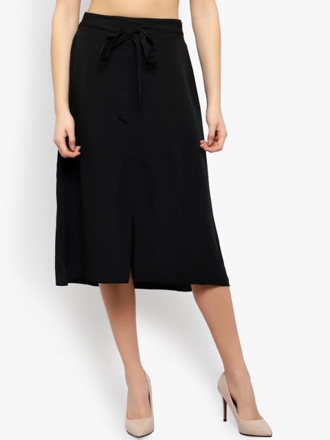 

Meee Women Black Solid Knee Length A-Line Skirt