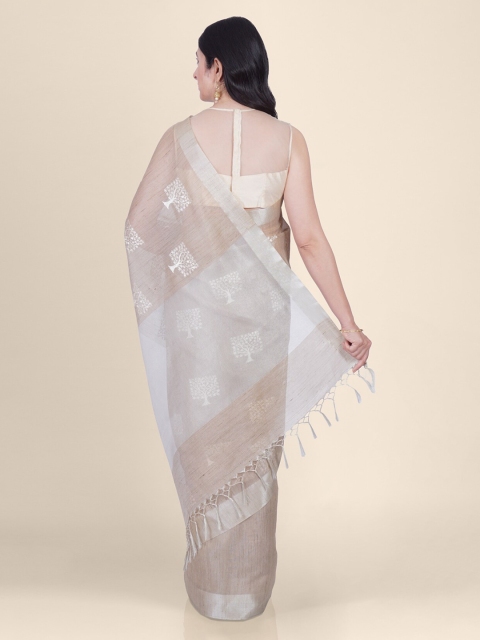

Kasat Cream-Coloured Tissue Embroidered Kota Saree