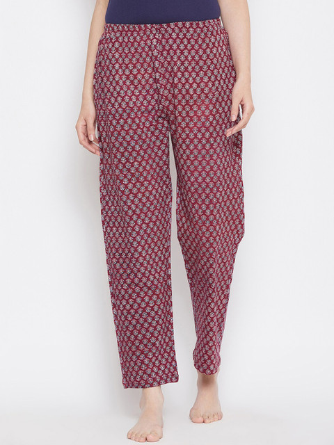 

Clovia Women Maroon & White Printed Lounge Pants