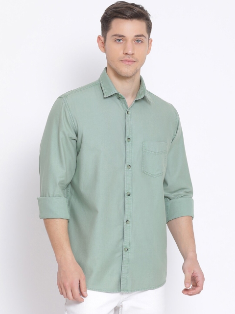

Richlook Men Olive Green Slim Fit Solid Casual Shirt