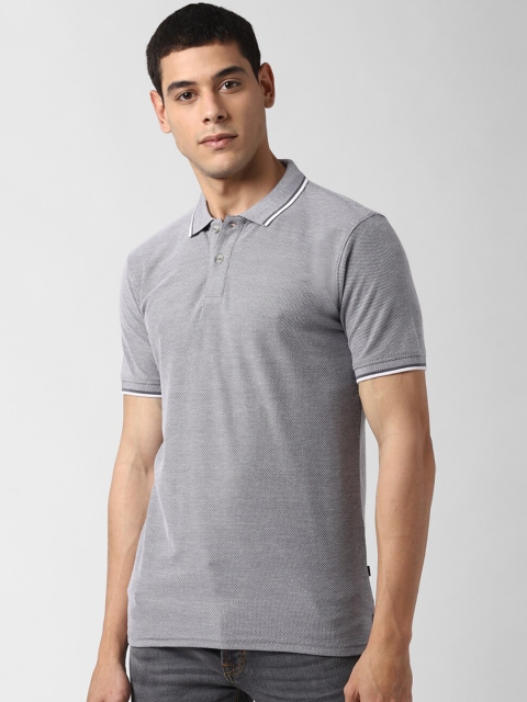 

Peter England Casuals Men Grey Solid Polo Collar T-shirt