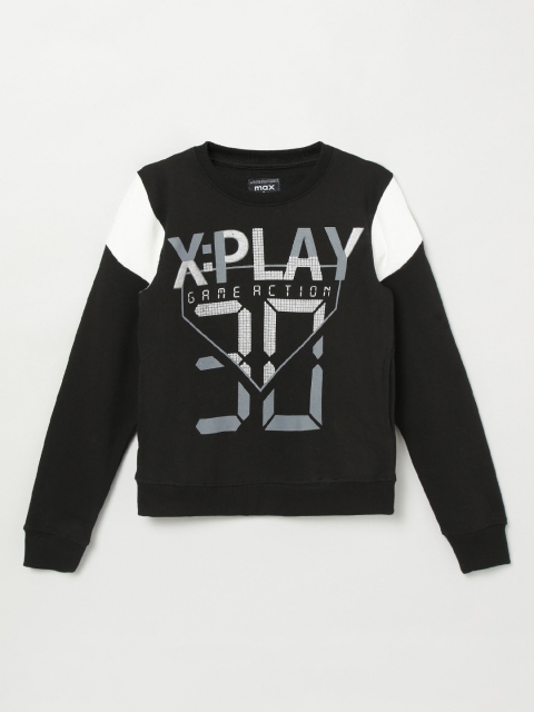 

max Boys Black Printed Sweatshirt