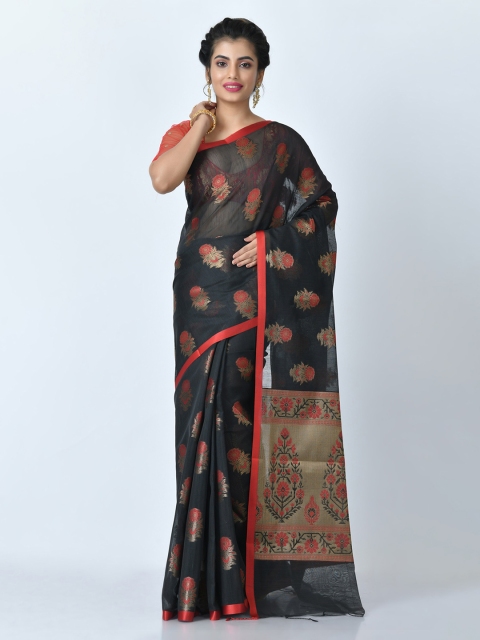 

RANGOLI Black Printed Pure Cotton Saree