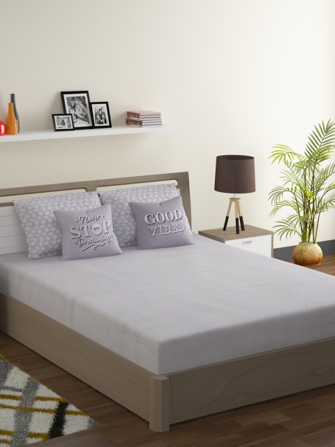 

SWAYAM Grey & Blue Ethnic Motifs 210 TC Cotton 1 King Bedsheet with 2 Pillow Covers
