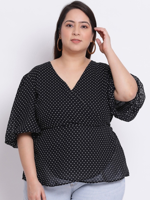 

Oxolloxo Women Black Printed Wrap Top