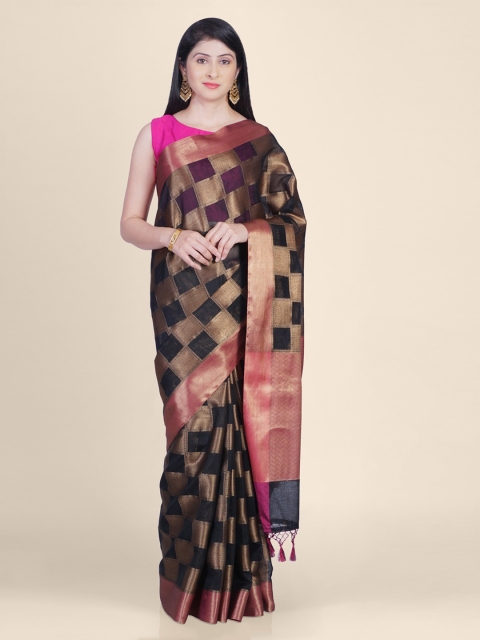 

Kasat Black Silk Blend Woven Design Banarasi Saree