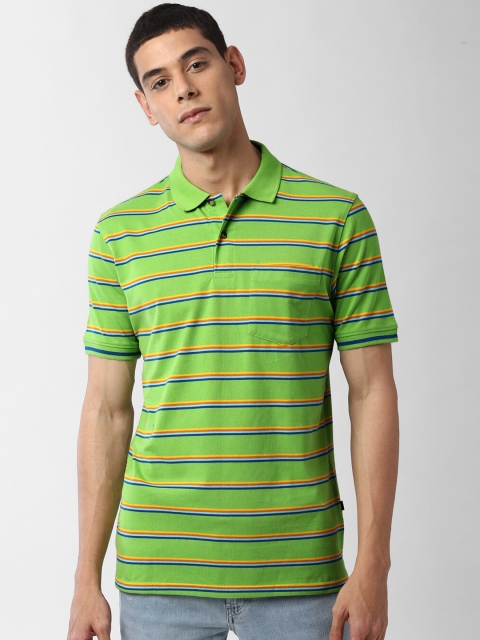 

Peter England Casuals Men Green Striped Polo Collar T-shirt