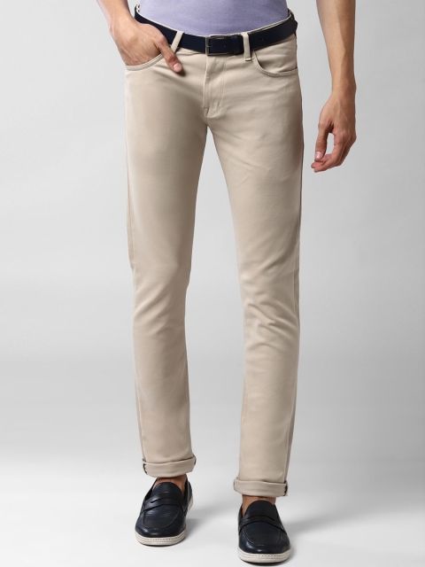 

Peter England Casuals Men Cream-Coloured Skinny Fit Solid Regular Trousers