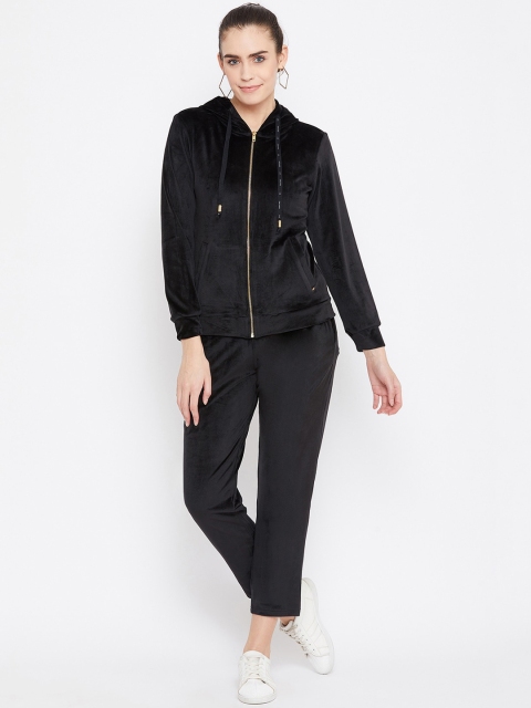 

Okane Women Black Solid Hooded Tracksuit