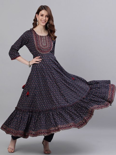 

Ishin Women Blue Printed Anarkali Kurta
