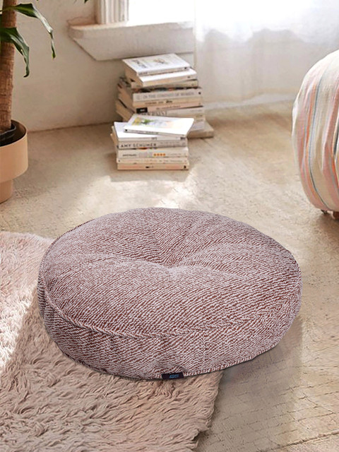 

S9home by Seasons Rust Coloured & White Textured Round Floor Cushion