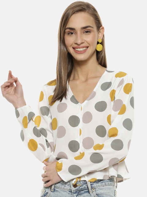 

Campus Sutra Women White Printed Peplum Top