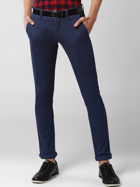 

Peter England Casuals Men Navy Blue Skinny Fit Solid Regular Trousers
