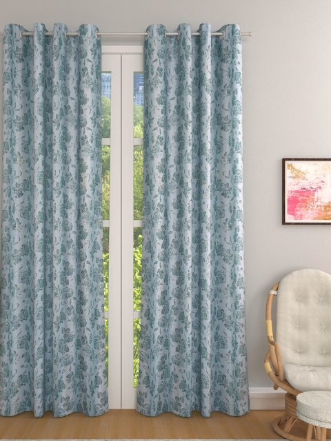 

Aura Green Set of 2 Printed Room Darkening Door Curtains