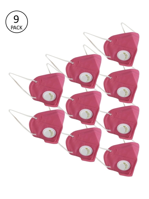 

OOMPH Unisex Pack Of 9 Pink Solid 5-Ply Reusable KN95 Protective Masks
