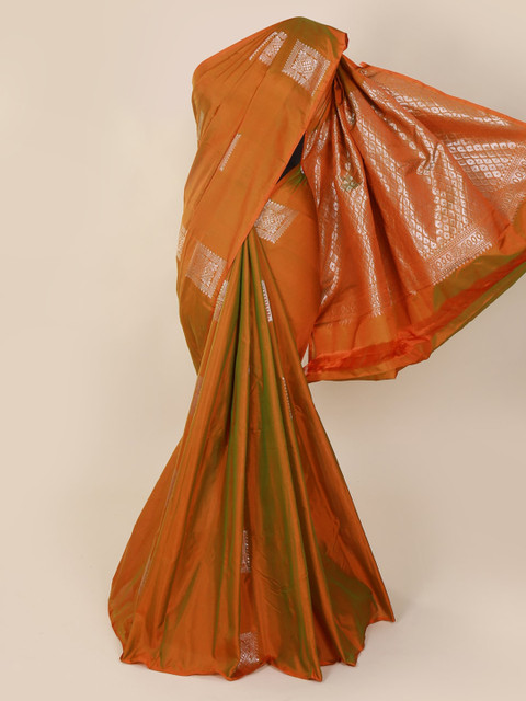 

Pothys Mustard Silk Cotton Woven Design Kanjeevaram Saree