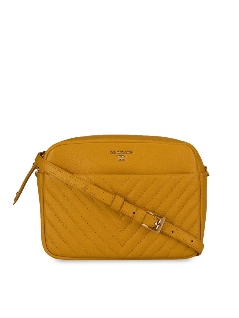 

Da Milano Yellow Textured Leather Sling Bag